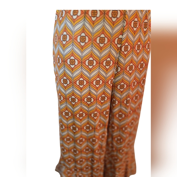Geometric Patterned Ruffle Bell Bottom Pants - Picture 2 of 8